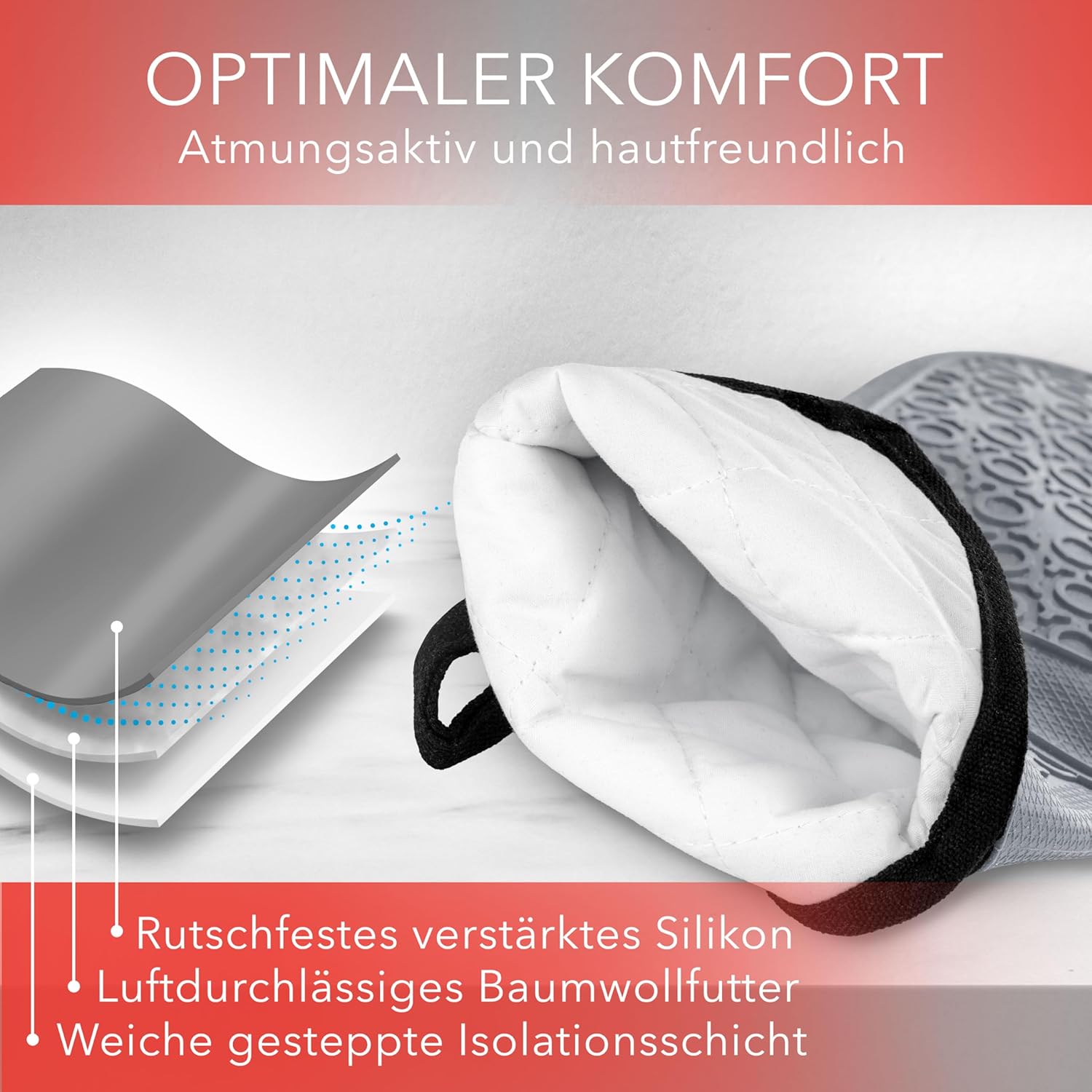 kochmaster Silikon Ofenhandschuhe 2er Set – Hitzebeständig