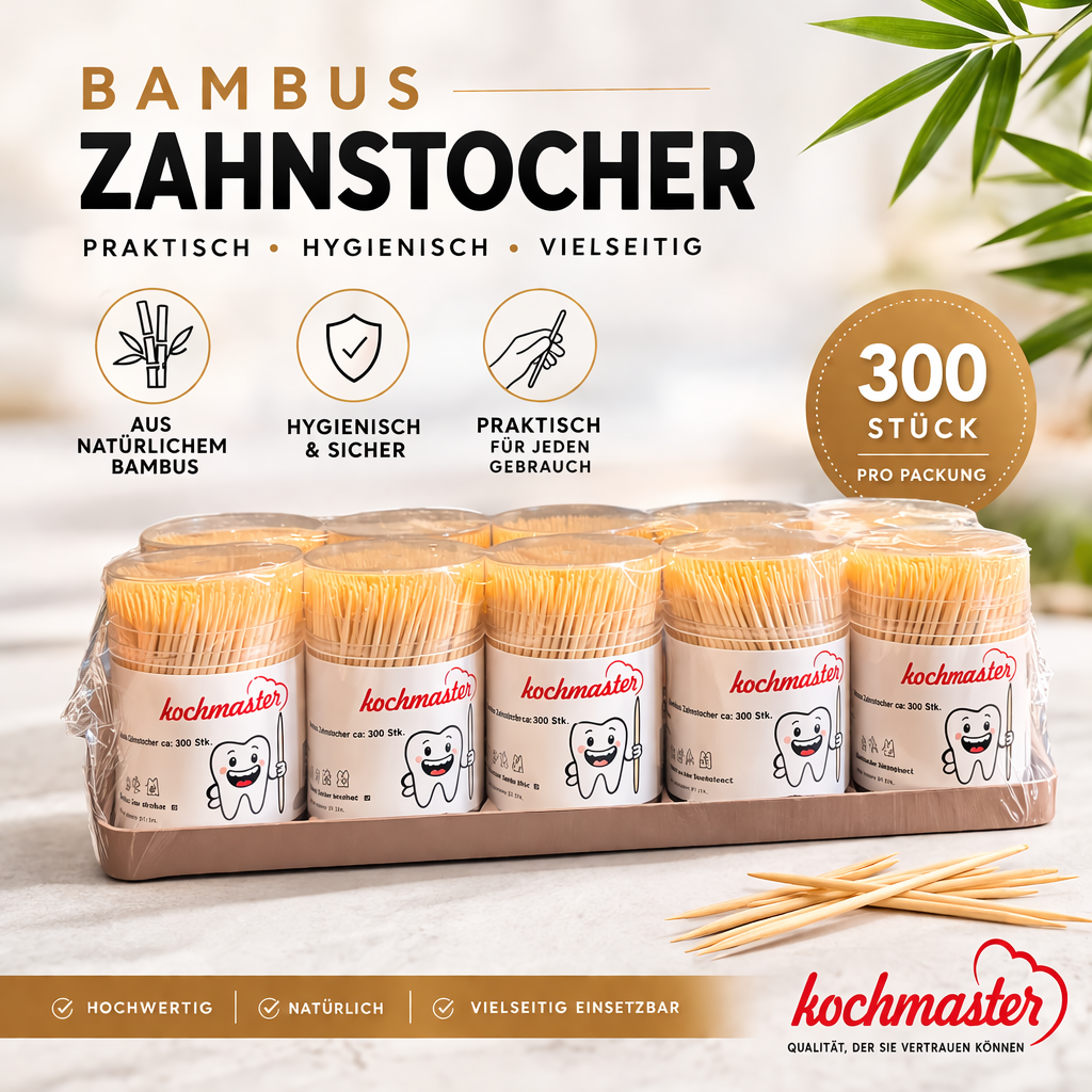 kochmaster® Bambus Zahnstocher 3000 Stück (10 x 300)