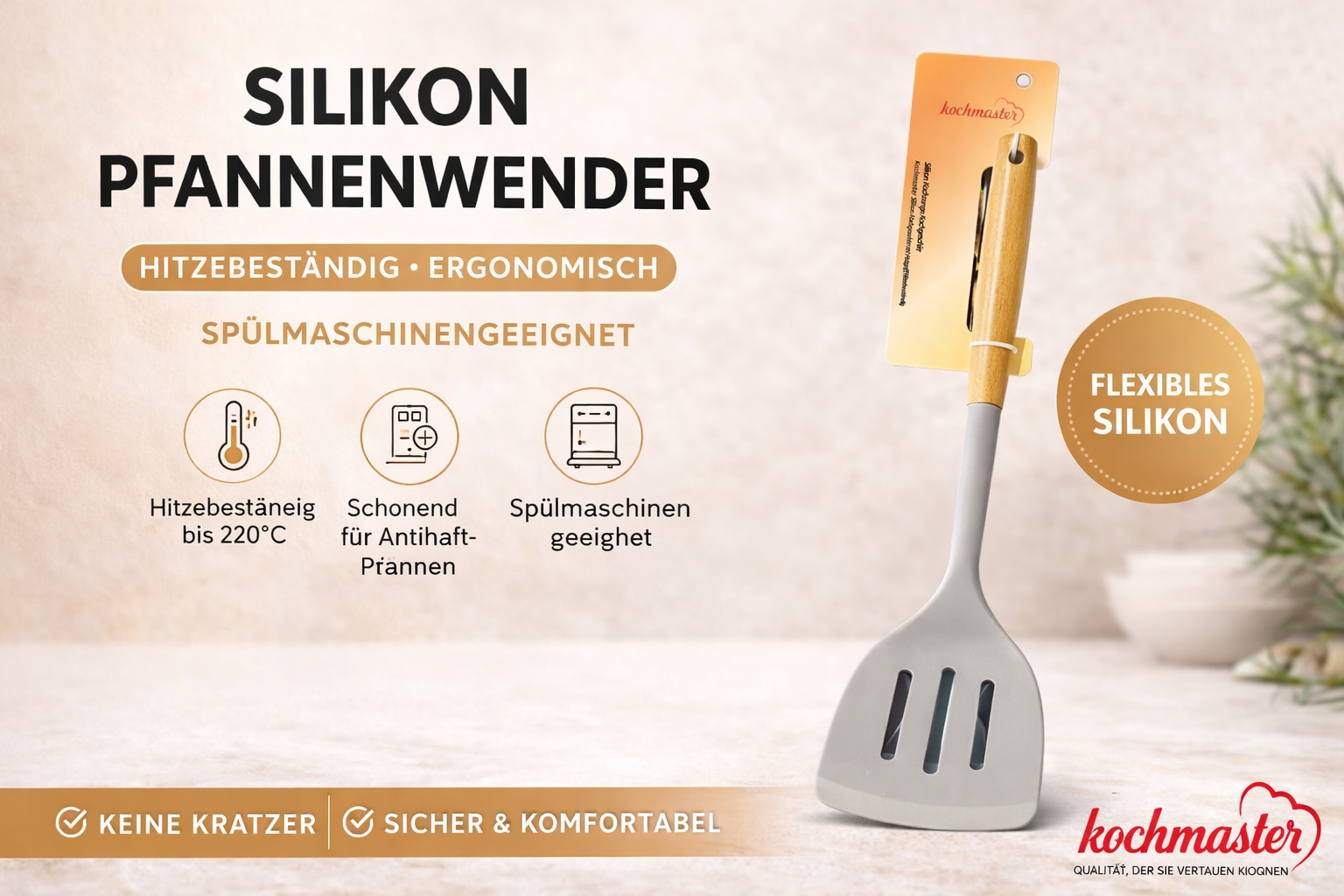 kochmaster Silikon Pfannenwender– Hitzebeständig