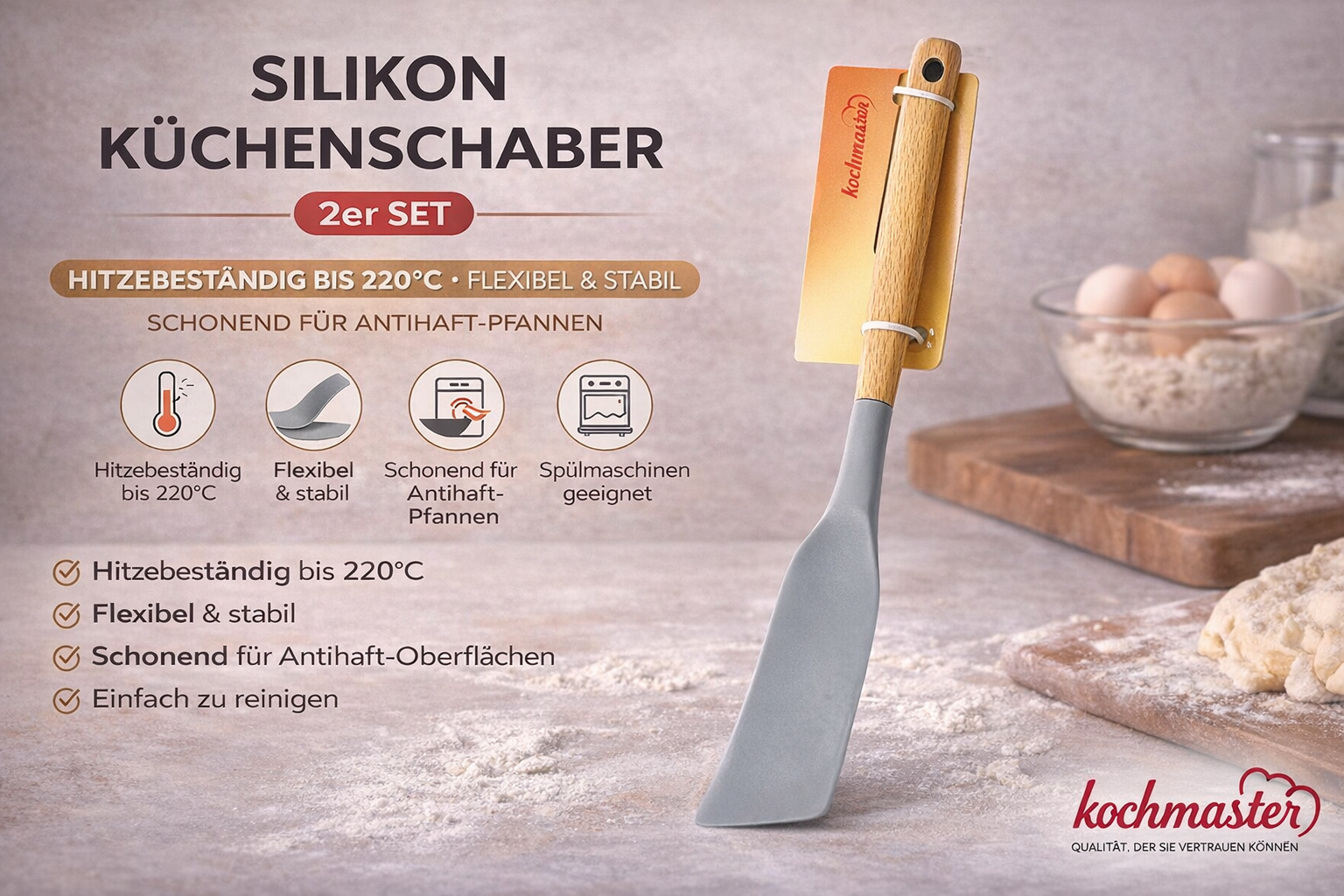 kochmaster Silikon Küchenschaber – Hitzebeständig