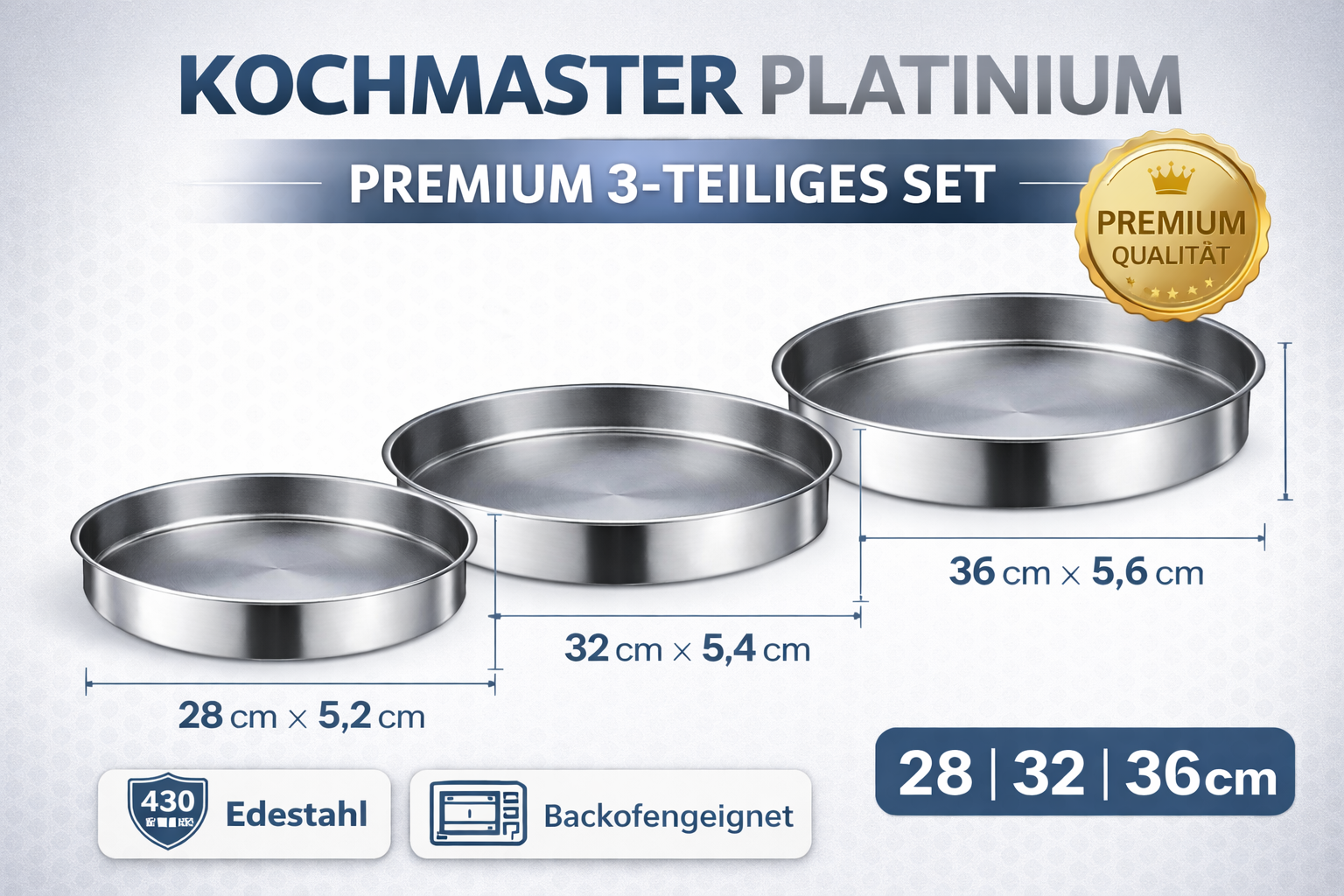 Kochmaster Platinium Edelstahl Backofenblech 3-teiliges Set