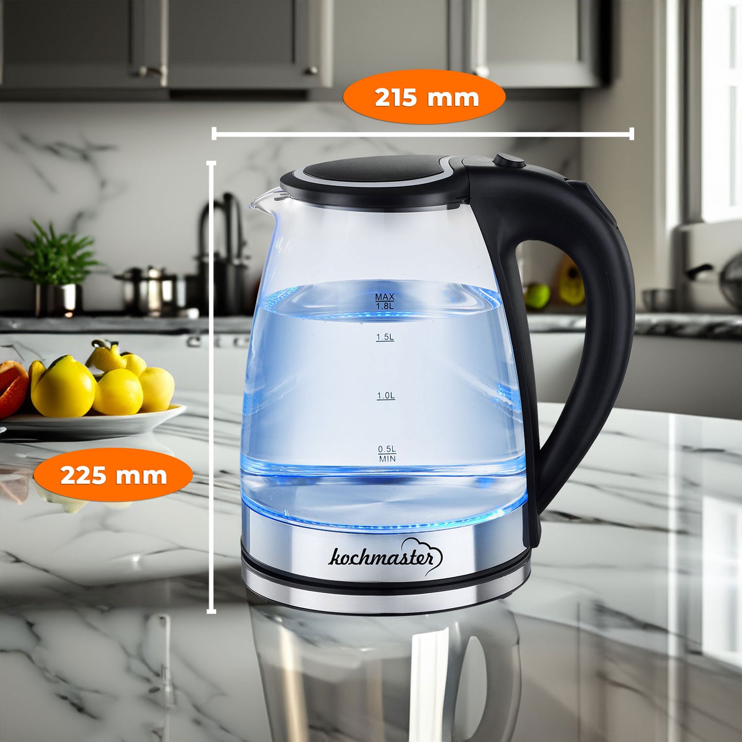 Kochmaster Vitrin Wasserkocher aus Glas