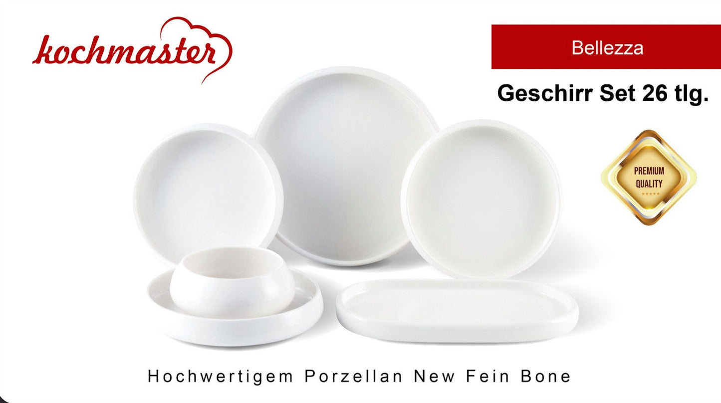 Geschirr-Set Kochmaster Bellezza Geschirr Set für 6 Personen, 26 teilig
