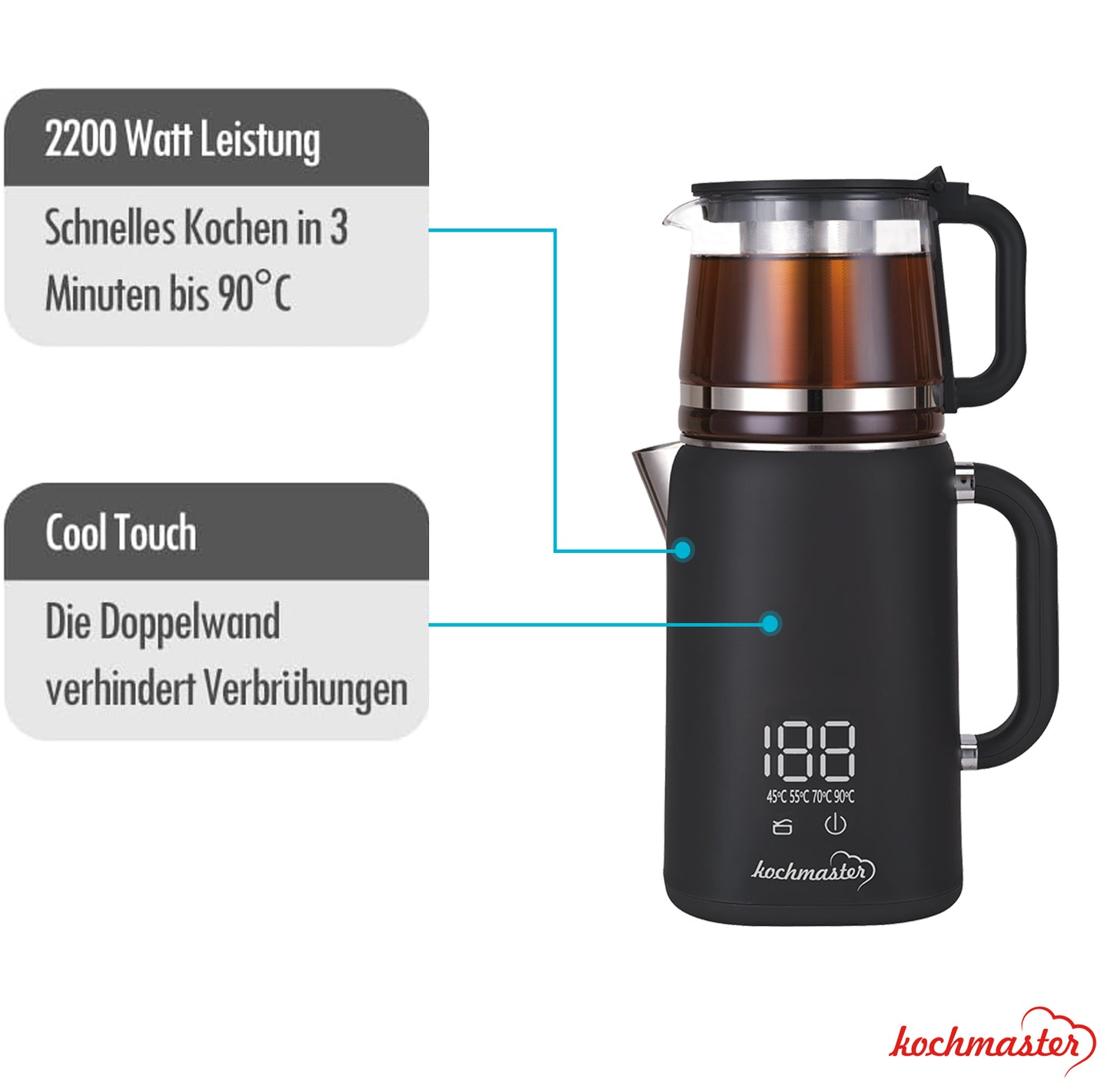 Kochmaster Dem Keyfi Teemaschine Teekocher mit Digital display