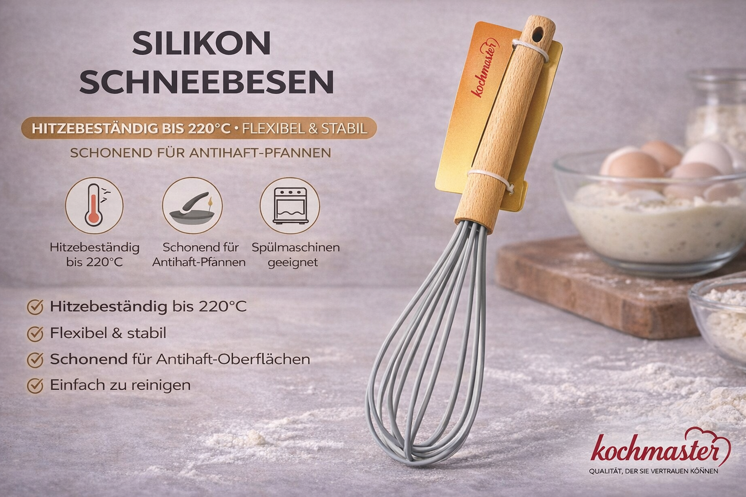 kochmaster Silikon Schneebesen – Hitzebeständig