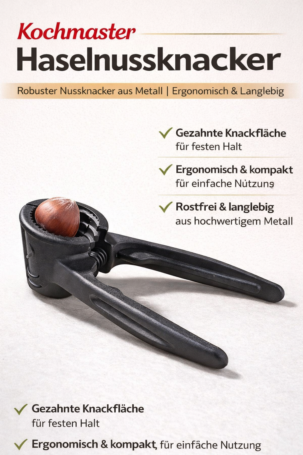 Kochmaster Haselnussknacker – Robuster Nussknacker aus Metall
