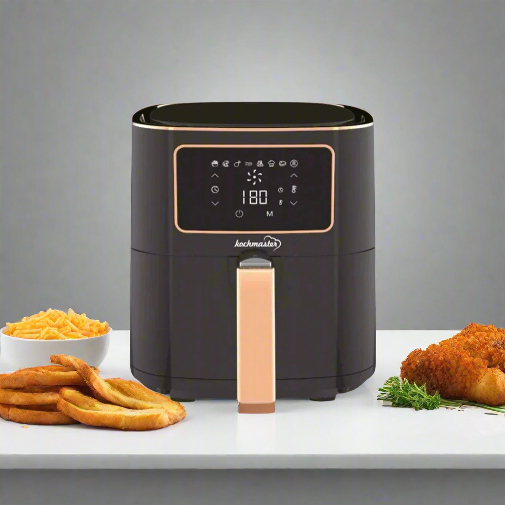 KOCHMASTER FrymaxX AirFryer 5,5L Heißluftfritteuse mit Digitalem Touchscreen - Schwarz Rose