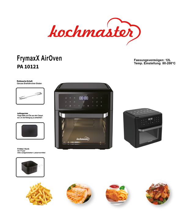 KOCHMASTER FrymaxX AirOven Heißluftofen 12 L - Digitales Touchscreen
