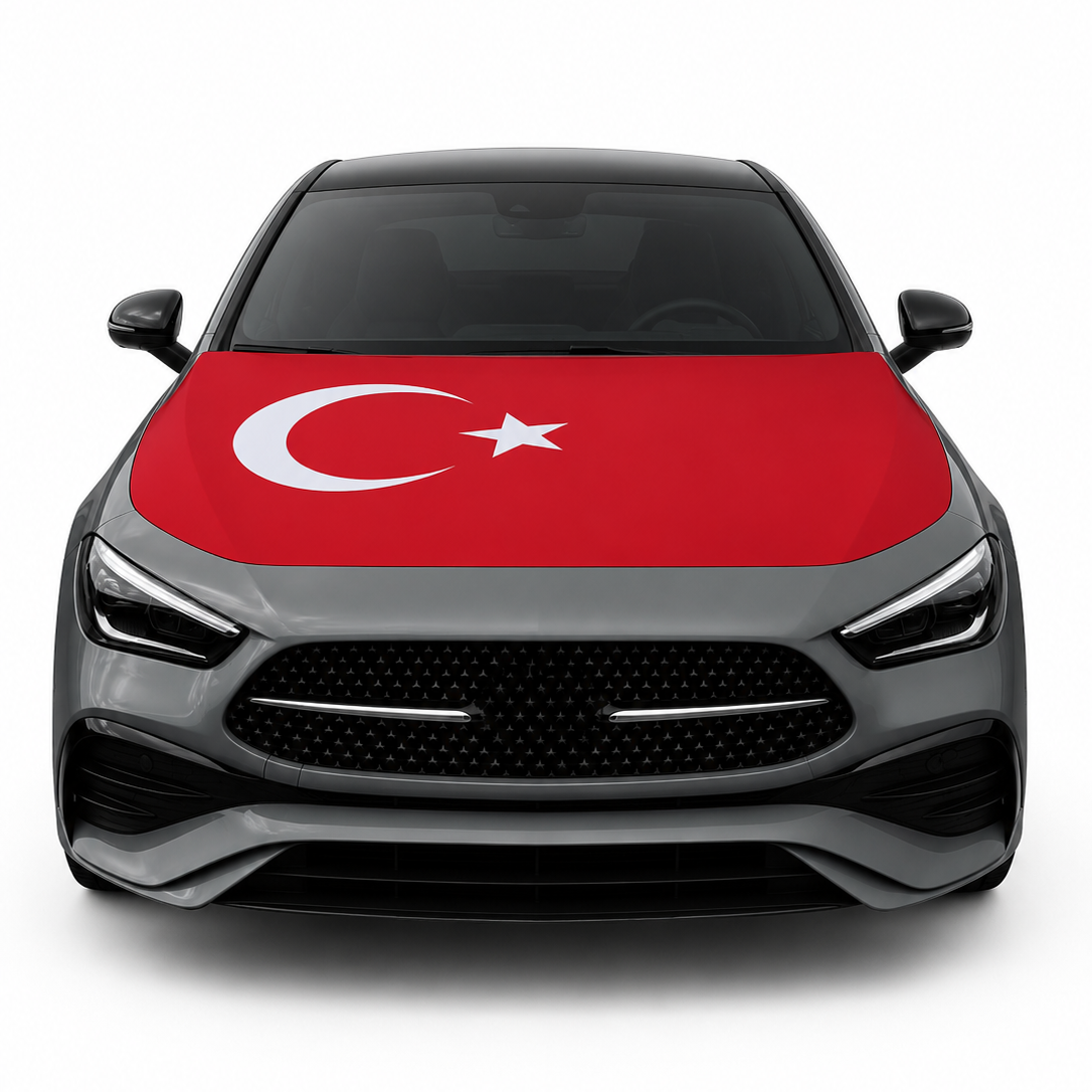Kochmaster Motorhauben-Flagge Türkei – Autohauben Abdeckung Rot Weiß Elastisch & Wetterfest