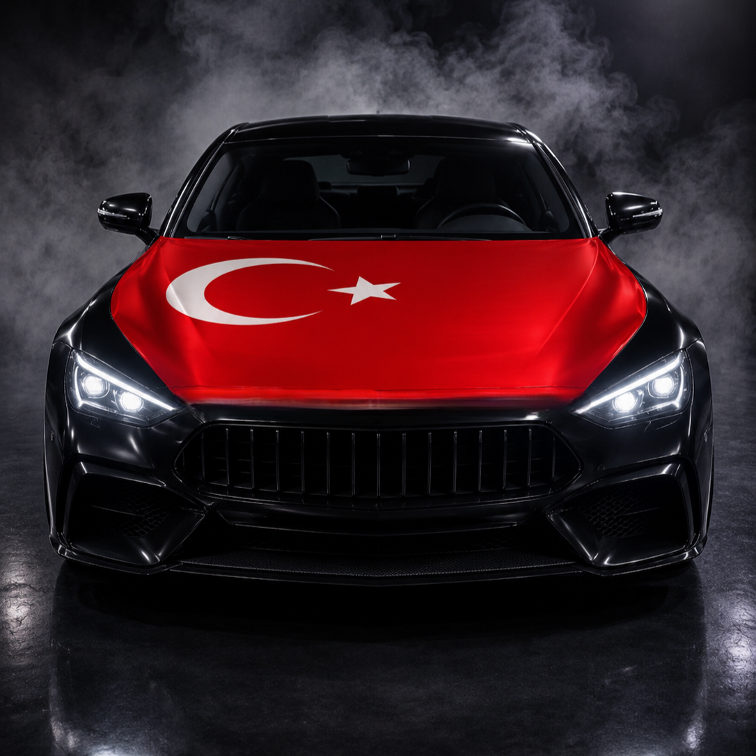 Kochmaster Motorhauben-Flagge Türkei – Autohauben Abdeckung Rot Weiß Elastisch & Wetterfest