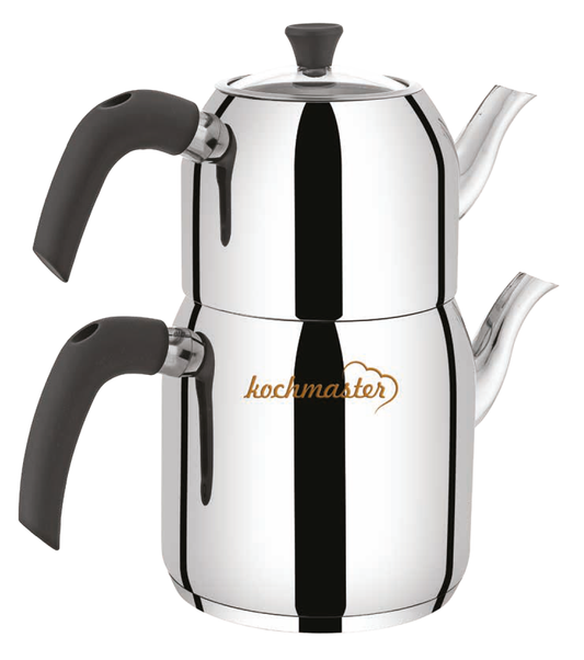 Kochmaster Chromax Teekanne aus Edelstahl mit Glasdeckel