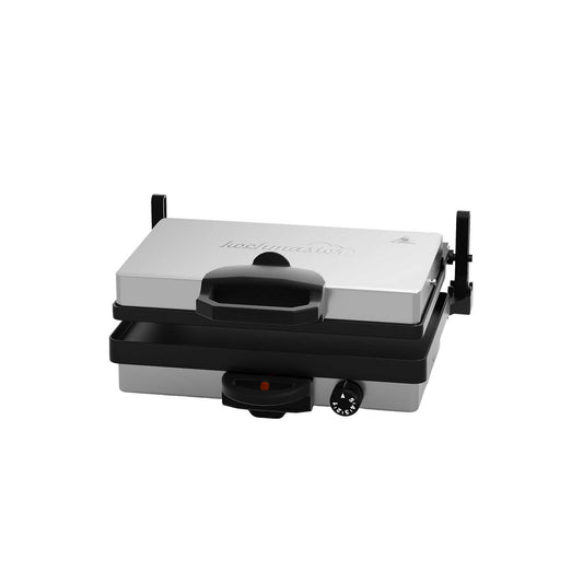 Kochmaster Chromax Kontaktgrill, Türkische Pizza Lahmacun Zubereiter, Sandwich Toaster, Antihaftbeschichteten Platten, 2300W, Elektrischer Tischgrill, Edelstahl